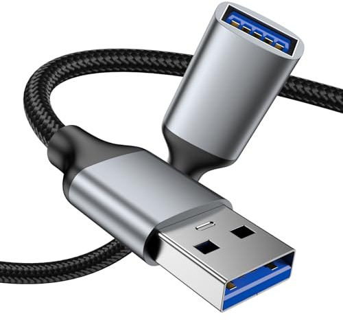 KAYQINHO Câble d'extension USB 3.0 de 1M, mâle Type A à femelle, câble d'extension en nylon tressé pour une transmission de données haute vitesse, interface métallique pour caméra web, clavier
