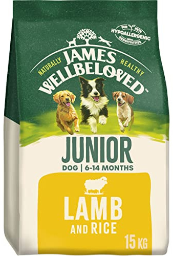 James Wellbeloved Complete Dry Junior Dog Food Lamb and Rice, 15 kg