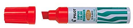 Pilot Supercolour Wide and Broad Permanent Marker Chisel 3.0 mm Tip - Red, Single Pen