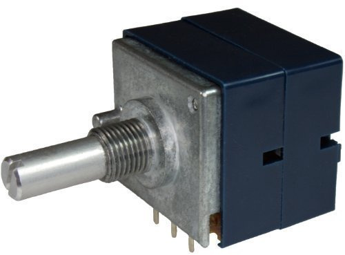 Alps 10K Log RK27112 Stereo-Drehpotentiometer, Stereo, 10 kAx, 2 Ohm, logarithmisch, Blau, 6 mm