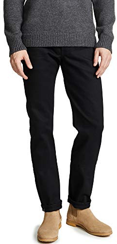 Naked & Famous Denim Men's Weird Guy, Solid Black Selvedge, 38