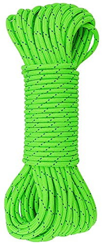 GM CLIMBING 6mm (1/4in) Accessory Cord Rope Double Braid Pre Cut CE UIAA Certified, Fluorescent Green, 50Ft Pre Cut