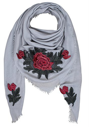 XXL PATCHES ROSE STICKER Damen Schal Tuch Karoschal Halstuch Fashion Plaid Loop Grau