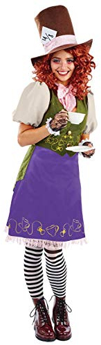 Fun Shack Kostüm Mad Hatter Damen, Verrückte Hutmacherin, Perfekt für Karneval und Halloween, L