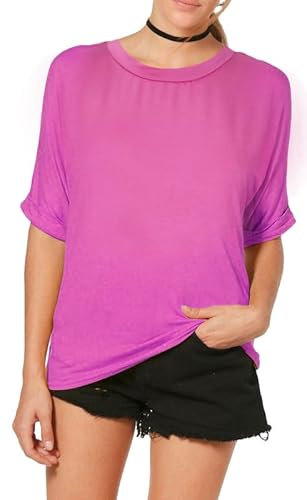 Re Tech UK - Soft Oversized T Shirts for Women UK | Casual Loose Fit Round Neck Tee | Lightweight Oversized Gym T Shirts for Women | Perfect for Warm Weather & Year Round Layering (24-26, Hot Pink)