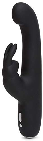 Lovehoney Happy Rabbit G-Punkt-Vibrator für sie - Schlanker Rabbit G-Punkt Vibrator aus Silikon - Wasserdicht und aufladbarer mit Klitorisstimulation - Schwarz
