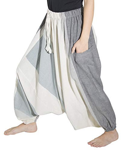 Kunst und Magie Unisex Haremshose OneSize mehrfahrbig, Farbe:Weiß, Größe:One Size