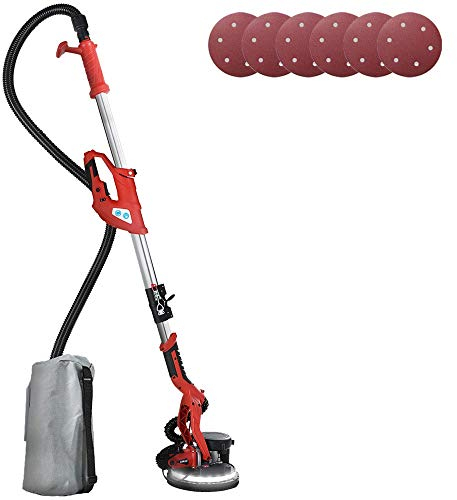Bakaji Levigatrice Muro Soffitto Pieghevole Carteggiatrice Giraffa Cartongesso Aspirazione Polvere Automatica con Luce a LED Asta Telescopica e 6 Dischi Abrasivi