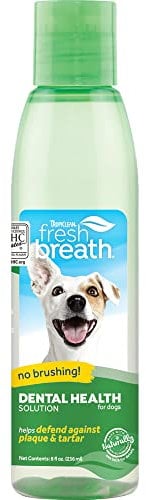 TropiClean Fresh Breath Dog Teeth Cleaning – Dog Dental Care for Bad Breath - Breath Freshener - Water Additive Mouthwash – Helps Remove Plaque Off Dogs Teeth, Original, 236ml