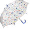 Esprit Automatik-Regenschirm Secret Garden, Damen, Blau, Blättermuster, 105 cm