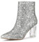 Allegra K Stivaletti da donna con tacco chiaro con glitter, Argento, 37.5 EU