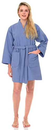 TowelSelections Womens Waffle Robe Kimono Spa Bathrobe Short Waffle Weave Bath Robe for Women X-Small Pale Iris