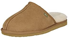 BULLBOXER Hausschuh für Herren – Warme Haushschuhe gefüttert mit echte Wolle Rutschfest Sohle für Winter und Sommar – Wolle Pantoffeln in den Größe 40 - Beige-Taupe