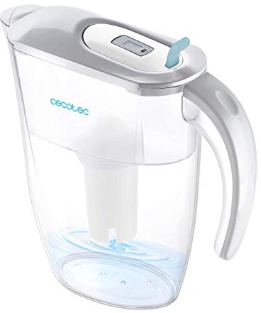 Cecotec Pichet purificateur d'eau H2ONature 2400 Active Pro. Filtre Expert à quatre couches, Indicateur LCD, Capacité maximale 2,4 L sans filtre, couvercle amovible, avec 3 filtres