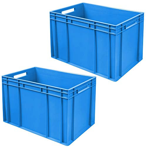 2 Eurobehälter mit 2 Durchfassgriffen, LxBxH 600x400x420 mm, blau