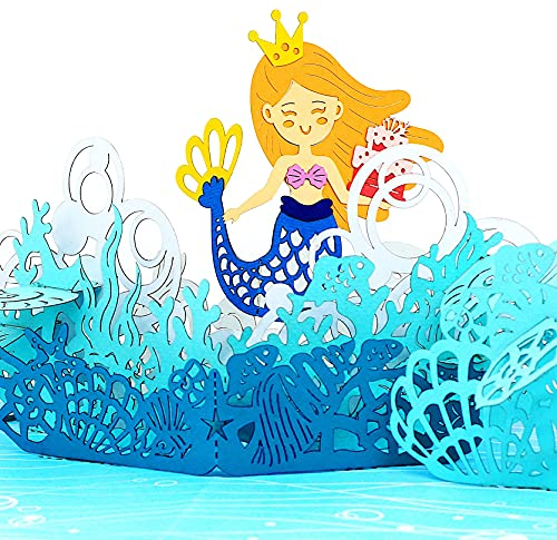 Liebessa 3D Pop Up Karte Meerjungfrau - Mädchen Geburtstag, Kindergeburtstag, Geburtstagsgeschenk, Geschenk, Einladungskarte