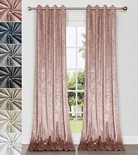 Home Direct Vorhänge, Gardinen aus zerknittertem Samt, Vorhang mit Ösen, ungefüttert, 2 x 240cm x 140cm(LxB), 1 Paar Rosa