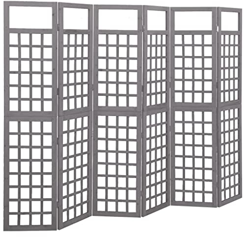 vidaXL Tannenholz Massiv Paravent Spalier 6-TLG. Rankhilfe Raumtrenner Raumteiler Trennwand Umkleide Sichtschutz Spanische Wand Grau 242,5x180cm