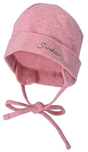 Sterntaler OCS Beanie melange - weiche Beanie Mütze aus Melange Singlejersey (Bio) - Unisex Kopfbedeckung mit Ohrenklappen - Baby und Kinder Übergangsmütze zum Binden - samtrosa, Größe 47
