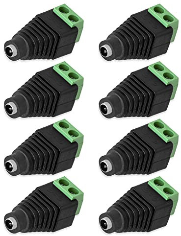 8x DC Buchse Hohlbuchse 1,35mm x 3,5mm Adapter auf Terminal Block 2 Pin Schraubbar Schraubklemme (8)