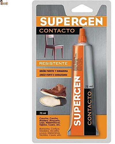 BricoLoco.com Pack 3 tubos Pegamento de contacto Supergen extrafuerte. Profesional. Madera, calzado, caucho, corcho. Uniones resistentes y duraderas. Bricolaje y reparación. (3, 75 ml.)