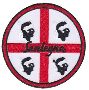 Patch Emblem, bestickt, zum Aufbügeln, Flagge - Italien, Italien, Sardinien Rund, 76 x 76 mm