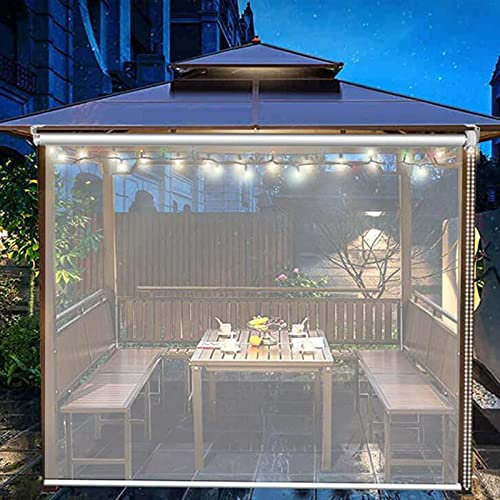 FUFU Seitenzug- & Springrollos Outdoor Vorhänge Rollo，Transparentes PVC Trennwand-Rollo Thermisch Isoliert UV Schutz Vorhänge, Wasserdicht & Winddicht für Gar (Size:125×160cm(49.2×63))