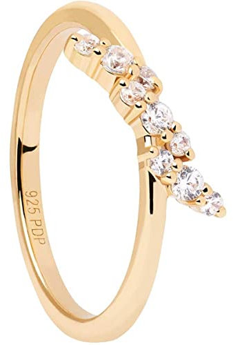 PdPaola Damen-Damenring 925er Silber Zirkonia 52 Gold 32022648