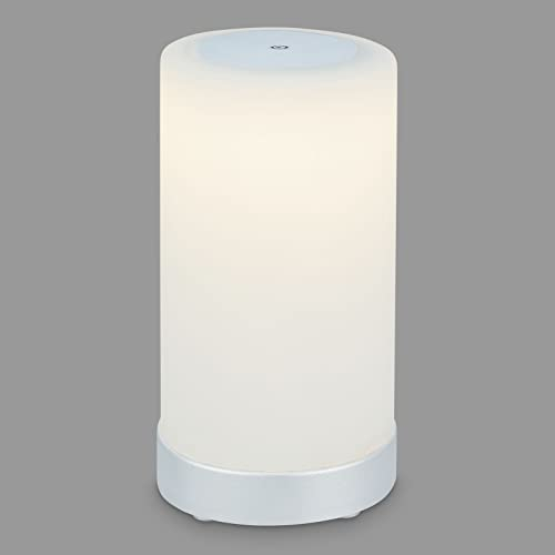 BRILONER - LED Tischlampe kabellos mit Touch, dimmbar in Stufen, Glasschirm, Nachttischlampe, Leselampe, LED Lampe, Campinglampe, Tischleuchte, Akkulampe, Outdoorlampe, 24,5x12,5 cm, Weiß