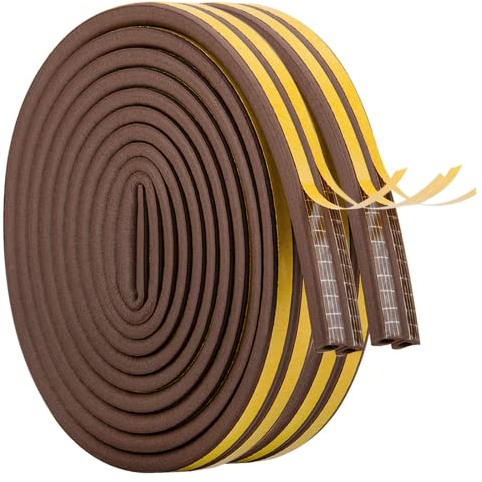 20m / 66FT Dichtungsband für Türen, Türdichtung Türen Fenster Selbstklebendes Gummi Schaum Siegel Streifen Schalldämmung Weatherstrip Dichtungsband Selbstklebendes (9mm*6mm/20M, Braun)