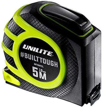 Uni-Lite MT5M4SL 5 Metre Heavy Duty Tape Measure | 19mm Wide Blade | Impact Resistant TPR Coated | Auto Self Lock | Imperial & Metric