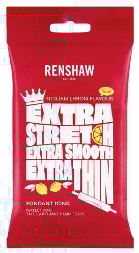 Renshaw Extra Fondant White al Gusto di Limone di Sicil 1 kg, Pasta di Zucchero Extra Elastica al Gusto di Vaniglia, per Rivestire Torte e Dolci, Bianco, 1 kg