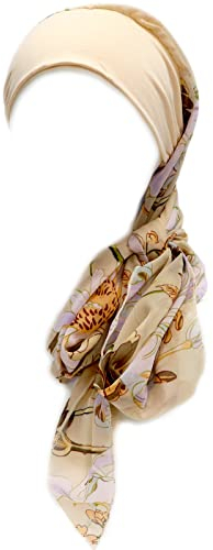 Gragengs Kopfbedeckung für Damen Schlaf Beanie Kopftuch für kahle Wickel Krebs Hüte Turban,Creme Blume