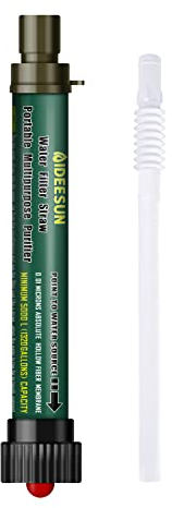 Filtre à eau personnel, pailles d'eau de survie d'urgence, approvisionnement pour randonnée, camping, voyage, pêche, sorties en famille, randonnée, activités de plein air, filtration en 5 étapes, vert