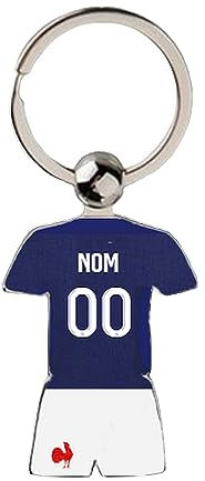 Porte Clé Rugby France CDM 2023 Maillot Domicile Personnalisable avec Nom et Numéro