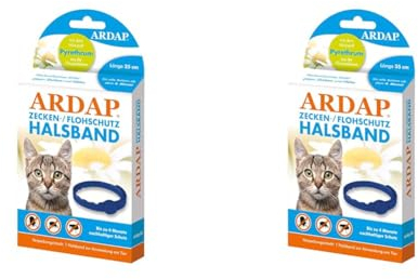 ARDAP Zecken- & Flohschutzhalsband für Katzen ab dem 4. Monat - Bis zu 4 Monate nachhaltiger Langzeitschutz - Natürlicher Wirkstoff gegen Zecken & Flöhe (Packung mit 2)