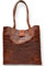 Ziona Lederhandtasche in Kroko-Optik für Damen Umhängetasche aus echtem Leder Handtasche Schultertasche Druckknopf Verschluss (Cognac)
