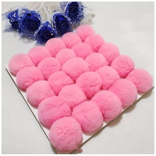 15 Stück 6cm Kunstfell Pompon Fellbommel Bommel Pelz Flauschigen Pompon Ball DIY Fell Pom Poms für Damen Mädchen Mützen Beanies Tasche Weihnachtsdekoration Schlüsselanhänger Dekoration -Rosa