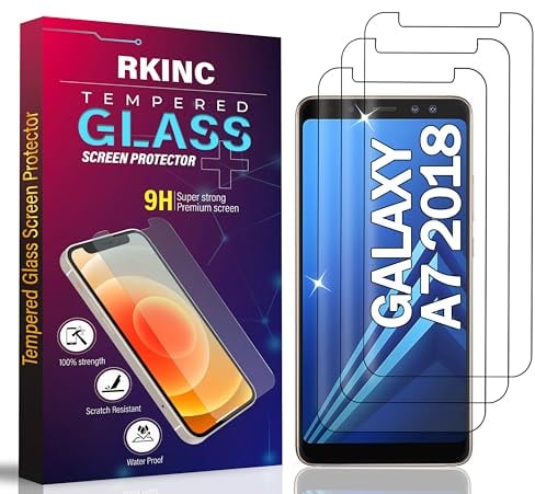 RKINC 3 Stück, Panzerglas Schutz Glas für Samsung Galaxy A7 (2018), Panzer HD Displayschutzfolie, 0,33 mm kratzfest, splitterfrei, blasenfrei, lebenslangeGarantie