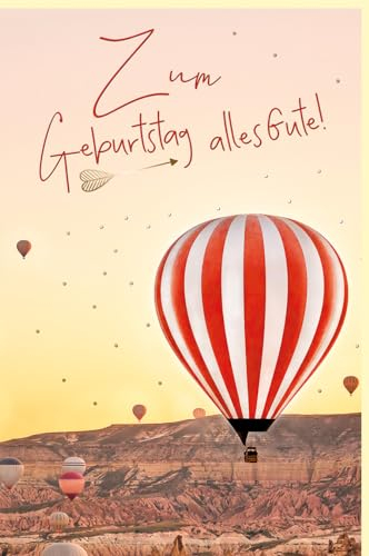 Skorpion Geburtstagskarte Heißluftballon mit Schriftzug Zum Geburtstag alles Gute farbenfrohe Glückwunschkarte für Geburtstagsgrüße - mit Umschlag
