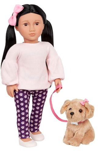 Our Generation – 46 cm Puppe & Haustier – 15 cm Labradoodle Hund Kuscheltier – Kuscheltier & Zubehör – Rollenspiel – Spielzeug für Kinder ab 3 Jahren – Jin & Charm