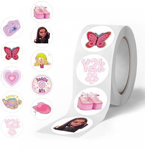 Pink Preppy Style Aesthetic Stickers 500 PCS Colorful Fashion Graffiti Rolls Self Adhesive Seals for Girls Teens for Water Bottles Laptop Suitcase Birthday Party Halloween Decoration Favors (Pink)