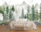 Naturempress Papier Peint Panoramique Montagne De Pins À L'Aquarelle Papier Peint Intissé Tapisserie Poster Mural pour Salon Chambre Décoration Murale