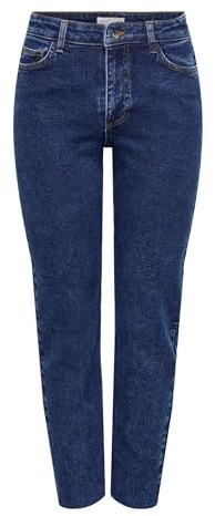 JDY Damen Straight Fit Jeans Jdylullu Hwstraight ANK JNS Dark Bl Noos