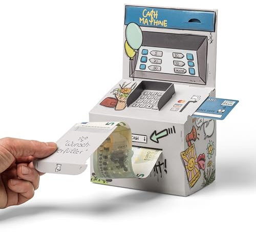 SURPRISA Geld-O-Mat Geldgeschenk Verpackung – Kreatives DIY Geldautomat für Geldgeschenke, Originelle Geschenkidee für Geburtstag, Hochzeit & besondere Anlässe – Inklusive Personalisierbarem Design