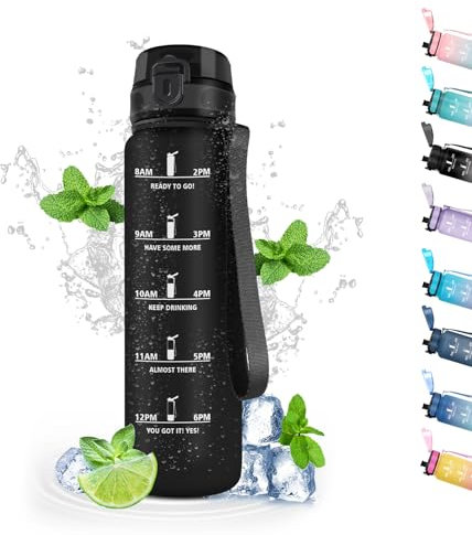 Botella Agua, Botella Agua Niños con Filtro, Botella Agua 500ml, Fácil de Limpiar, Botella Reutilizable con Marca de Tiempo, Cantimplora Infantil a Prueba de Fugas, Botella de Agua para Agua , Café