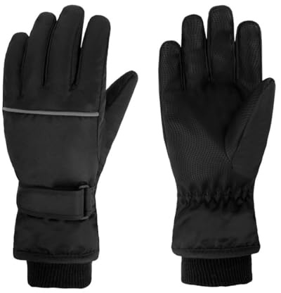 Gants d'hiver pour enfants Gants de neige Gants de ski pour filles et garçons de 1 à 13 ans PU Paume Imperméable Coupe-vent Chaud Polaire Gants d'hiver Gants de vélo Gants thermiques Ski S
