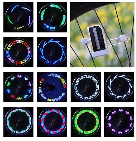 LuminKing Luz LED para radios de Bicicleta, 30 Patrones de Color, Cambio automático de patrón, fácil Montaje en la Rueda
