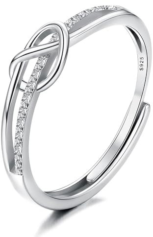 JeweBella 925 Sterling Silver Adjustable Knot Ring for Women - Thumb, Engagement, Promise Ring Jewelry in Silver/Gold/Rose Gold