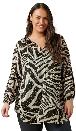EVANS Curve & Gold Metallic Zebra Print Blouse - Women's - Plus Size Curve